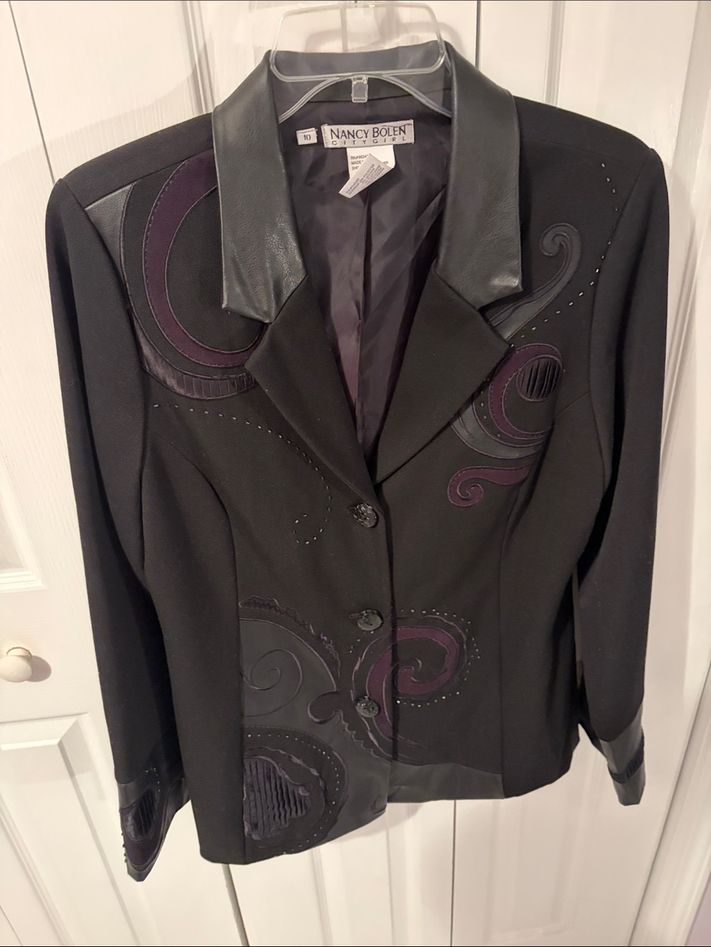Women's Black Jacket with Purple Accents